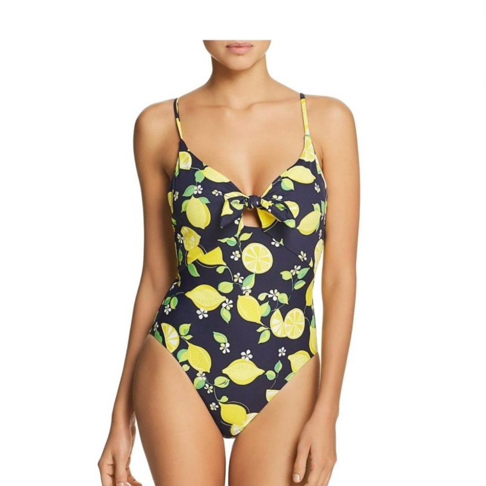 Trina Turk Navy Blue One-Piece Swimsuit with Yellow Lemon Print
